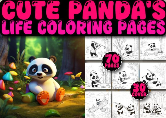A Cute Panda’s Life: Graphics & Coloring Pages