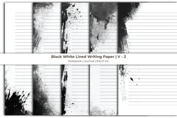 Black White Lined Writing Paper Graphics for KDP Interiors