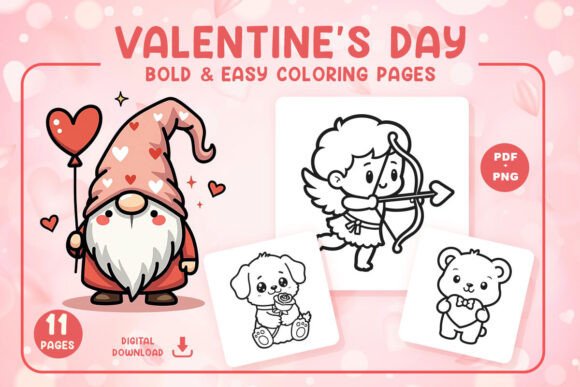 Bold and Easy Valentine’s Coloring Pages: Graphics for KDP Interiors