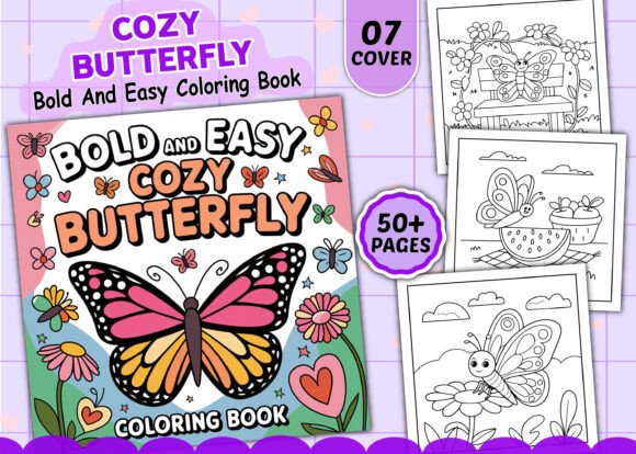 Bold Easy Cozy Butterfly Coloring Pages: Graphics for KDP Interiors
