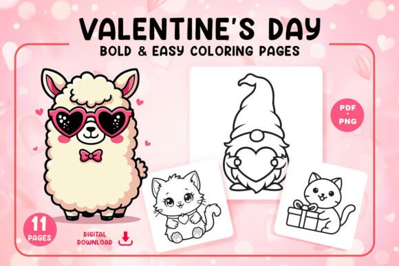 Bold Easy Valentine’s Coloring Book: Graphics for KDP Interiors