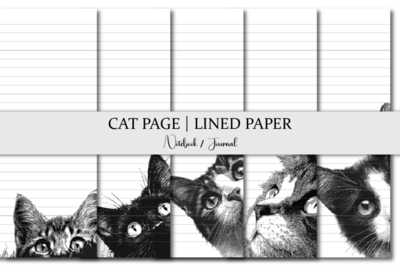 Cat Page Lined Paper Notebook: Graphics for KDP Interiors
