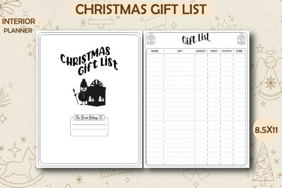 Christmas Gift List Graphics & KDP Interiors