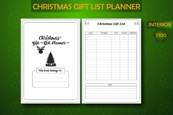 Christmas Gift List Planner Interior: Graphics for KDP Interiors