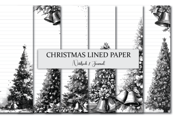 Christmas Lined Paper Light Tree Bell Graphics