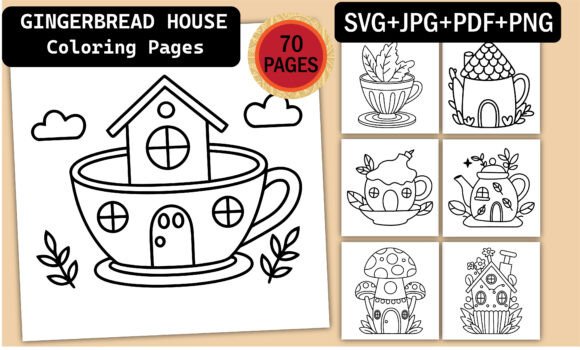 Cozy House Coloring Pages for Adults: KDP Interiors Graphics