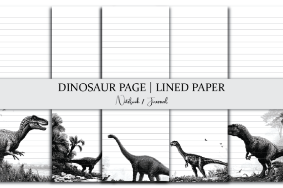 Dinosaur Page Lined Paper Journal: Graphics for KDP Interiors