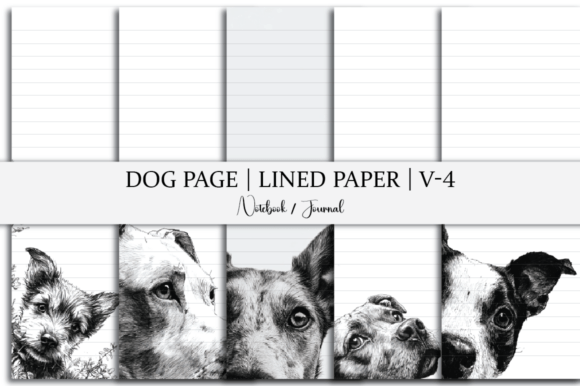 Dog Page Lined Paper Journal Graphics for KDP Interiors