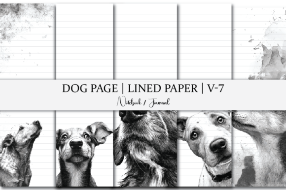 Dog Page Lined Paper Notebook Graphics for Kdp Interiors