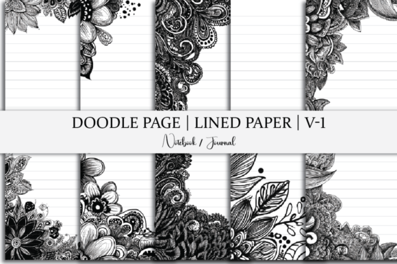 Doodle Page Lined Paper Journal Graphics for Kdp Interiors