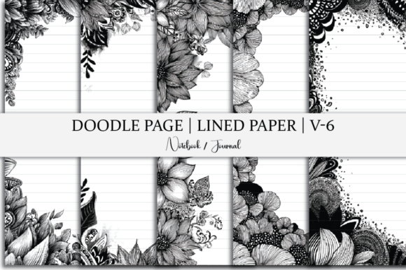 Doodle Page Lined Paper Notebook Graphics for Kdp Interiors