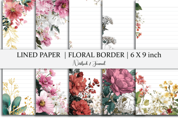 Floral Border Notebook Graphics for Kdp Interiors