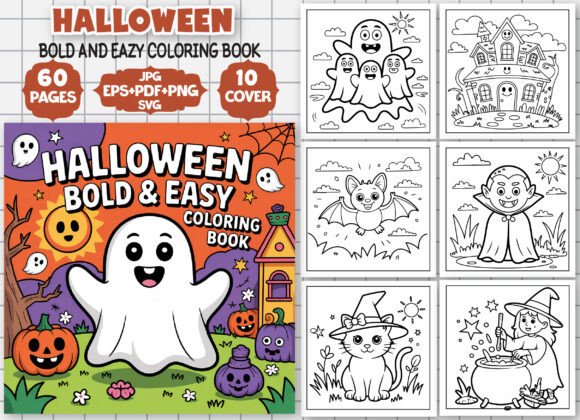 Halloween Bold and Easy Coloring Book
