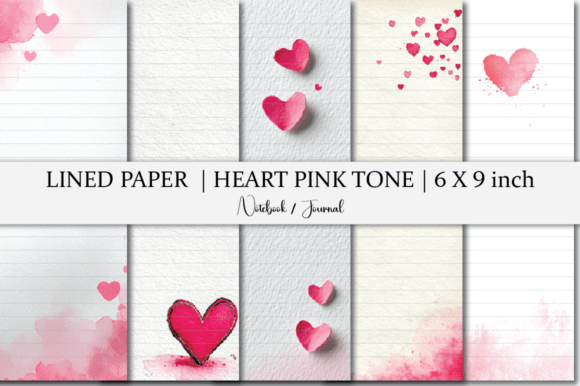 Heart Pink Tone Notebook Lined Paper: Graphics for Kdp Interiors