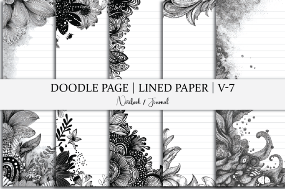 Lined Paper Notebook Doodle Page Graphics for Kdp Interiors