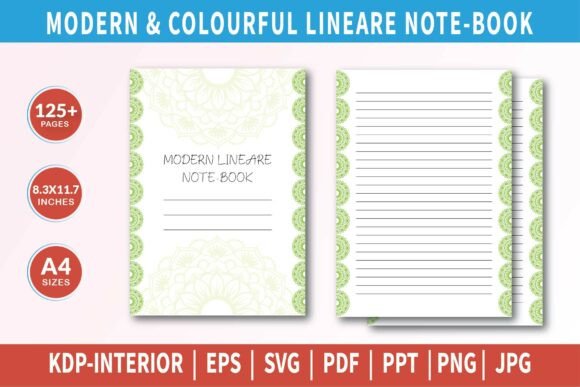 Modern Colourful Lineare Notebook: Graphics & KDP Interiors