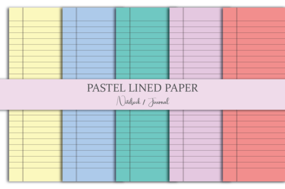Pastel Lined Journal Paper Notebook Graphics for KDP Interiors