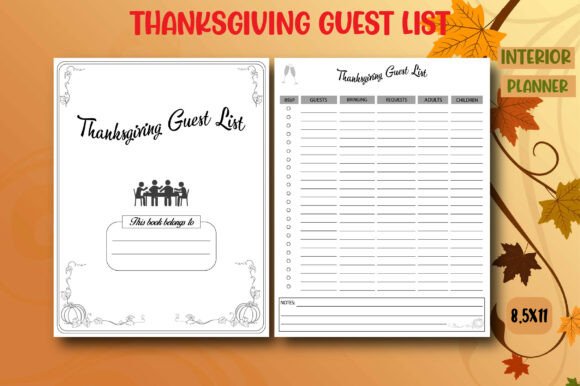 Thanksgiving Guest List Graphics for KDP Interiors