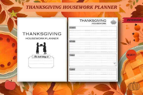 Thanksgiving House Work Planner: Graphics for KDP Interiors