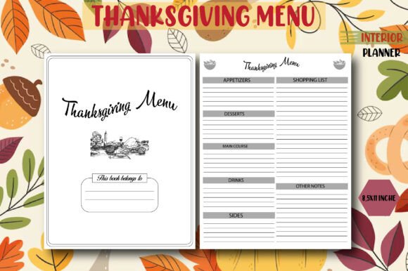 Thanksgiving Menu Graphics for KDP Interiors
