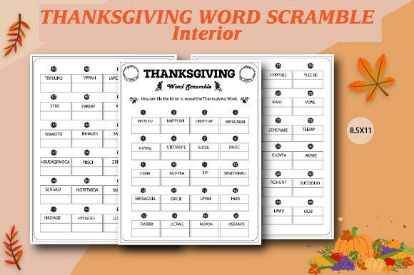 Thanksgiving Word Scramble Interior: Graphics for KDP Interiors