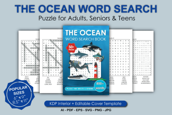 The Ocean Word Search Puzzle Book: Graphics for KDP Interiors