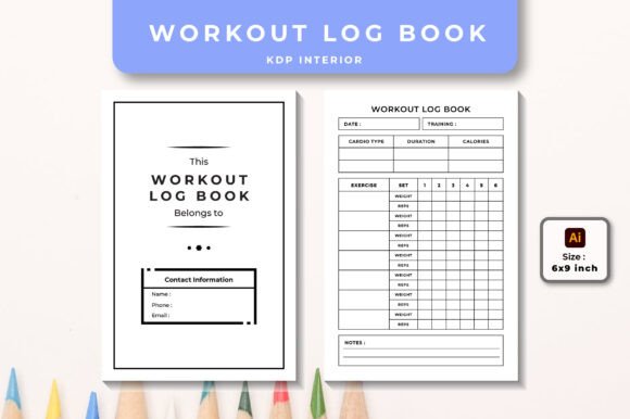 Workout Log Book KDP Interior Graphics